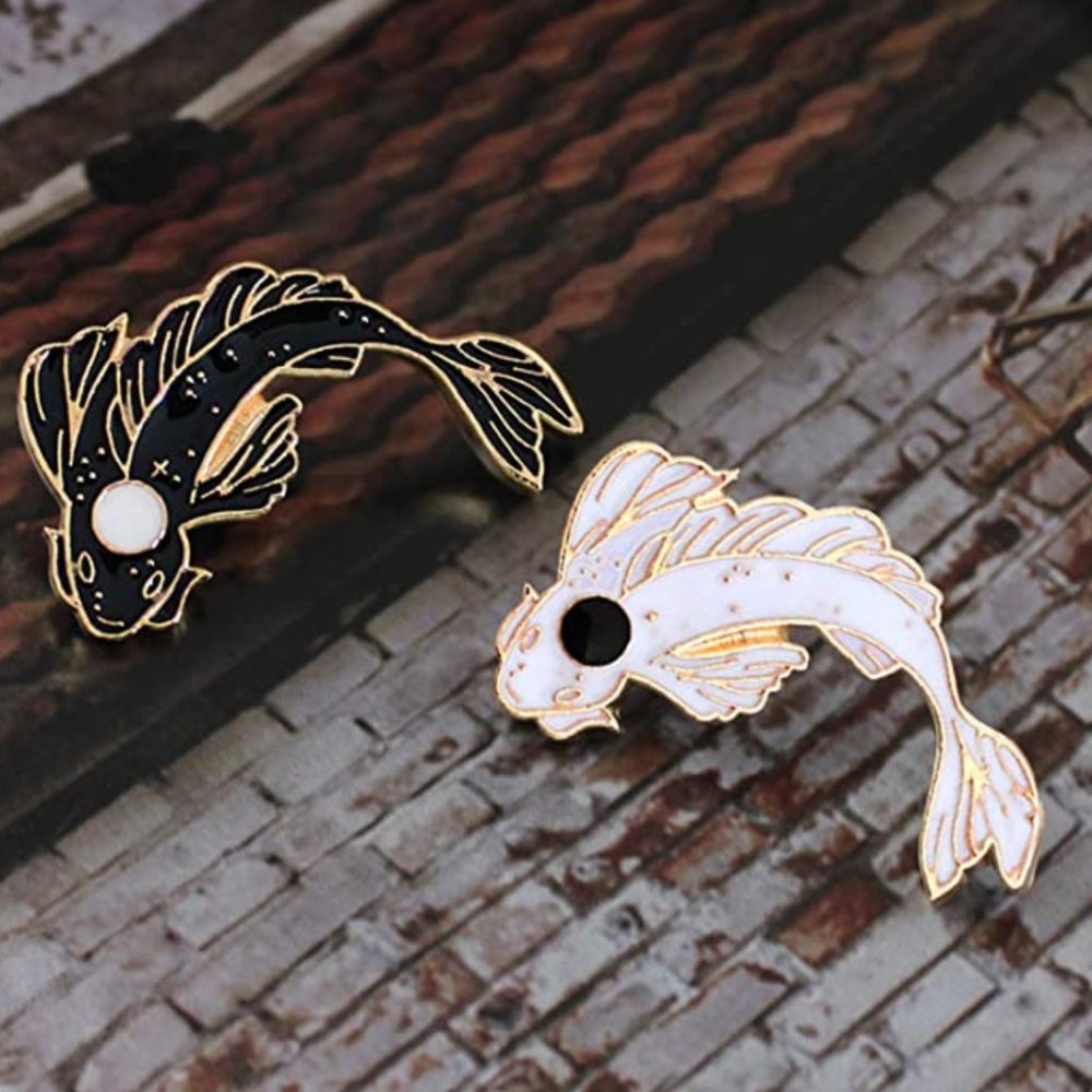 4/$25 Koi Fish Yin Yang Enamel Pin Set